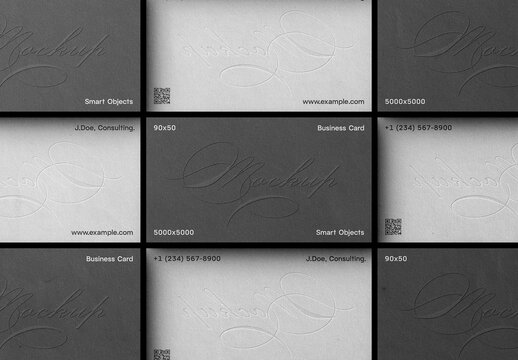 90x50 Business Card Mockup &ndash; Grid Branding Stationery Presentation (PSD)