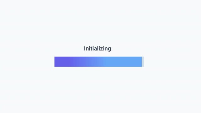 Animated progress loading bar with gradient colors and initializing status text in a minimal user interface design concept.
