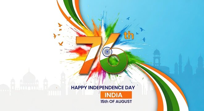 Vibrant india 76th independence day celebration background