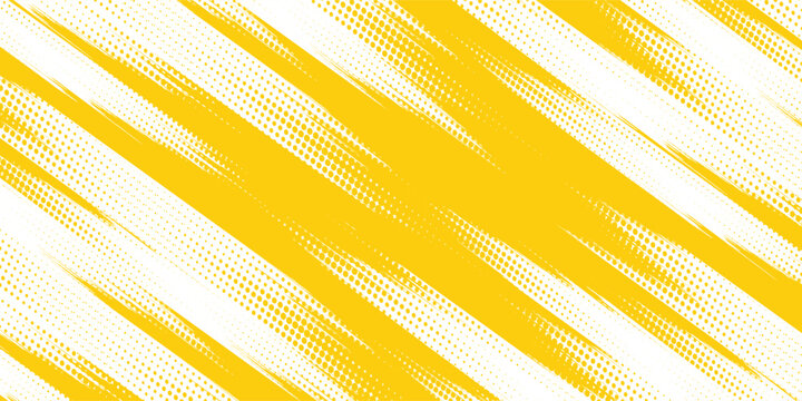 Yellow halftone corner gradient texture. Fading cartoon polka dot background. Dotted tilted gradation pattern. Fading comic pop art overlay backdrop. Vector slant frame halfton patern effect wallpaper