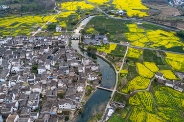 Fototapeta premium Aerial View of Lu Village, Yixian County, Anhui Province, China.