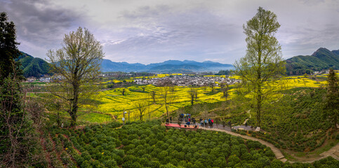 Obraz premium Aerial View of Lu Village, Yixian County, Anhui Province, China.
