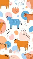 Fototapeta premium Whimsical cow pattern