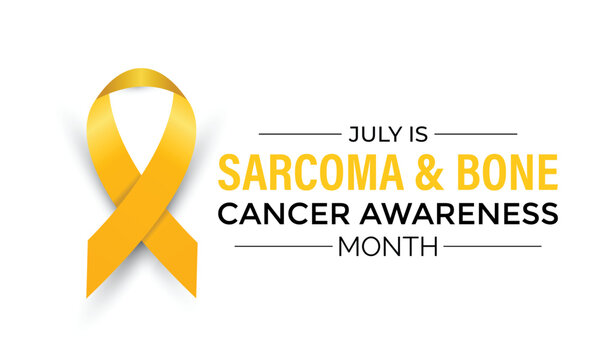 Sarcoma and Bone Cancer Awareness Month poster with golden ribbon and clean healthcare awareness layout. Banner poster, flyer and background design template. Vector illustration. Eps 10.