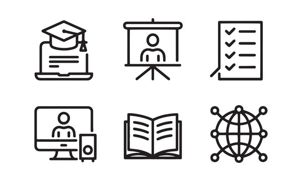 Online Training web icons in line style. Education, seminar, online test, webinar, course, distance learning collection..