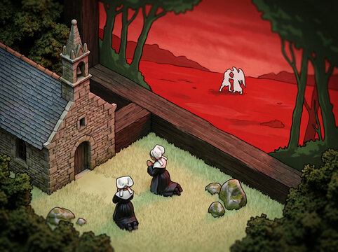 グランド・ジャット島の日曜日の午後 (A Sunday on La Grande Jatte) Isometric Overhead Miniature Diorama