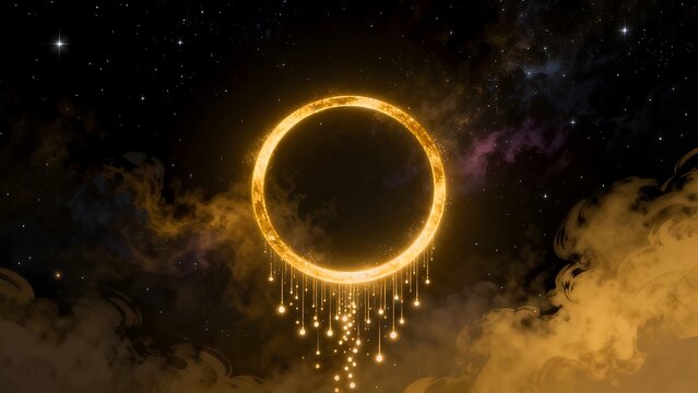 Cosmic ring with glowing orbs
