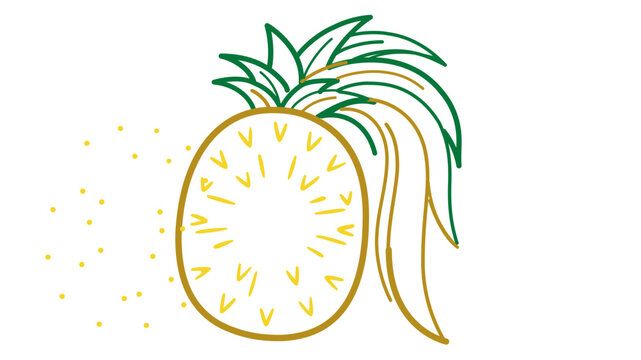 Charred equatorial fruit segment for artisanal beverages, clean vector graphic with modifiable line thickness for bar identity, culinary design applications, and smoky-flavored drink visuals.
