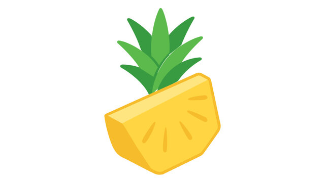 Vibrant vector illustration of a fresh pineapple wedge with green leafy crown, a creative colorful line icon representing a tropical cocktail garnish and healthy fruit ingredient on white.