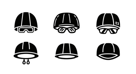 Fototapeta premium Collection of Sport Helmets Icons, Safety Gear Symbols