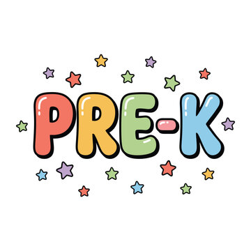 Pre-K Colorful Bubble Typography Cute Preschool Vector Illustration