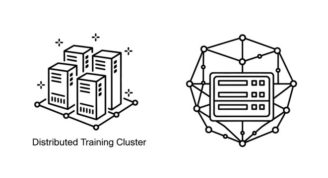 Distributed Training Cluster and Networked Data Processing Icon