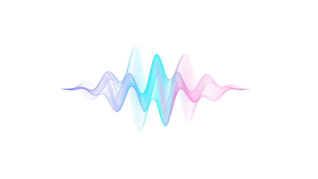 Abstract sound wave background, digital audio equalizer, colorful music wave, futuristic voice visualization, vector illustration isolated on transparent background