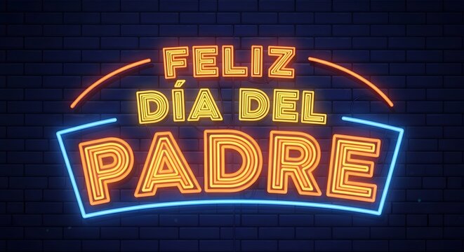 Festive 'feliz d a del padre' neon sign for father's day celebrations and spanish language marketing