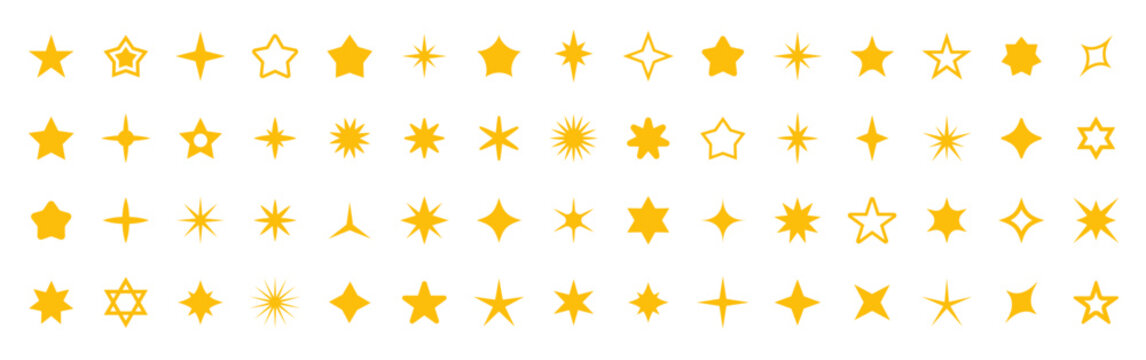 Stars icon collection. Different star shapes. Sparkle star icon set. Vector illustration