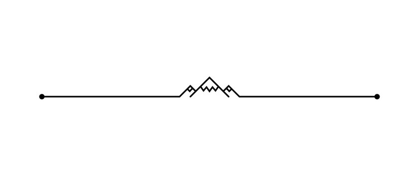 Minimalist Mountain Line Art Divider, Simple Peak Vector Border for Wedding Invitations, Elegant Nature Stationery Ornament, Clean Horizontal Rule