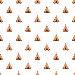 Teepee dwellings forming a seamless tribal pattern on a white background © nsit0108