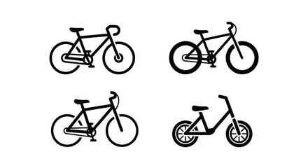 Obraz premium Set of Four Bicycle Icons: Road, Mountain, Hybrid, and Kids Bikes