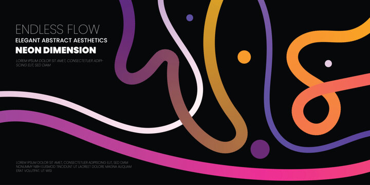 Abstract gradient line art endless flow elegant aesthetics neon dimension