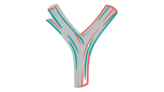 Creative colorful line vector icon of a stylized cora branch or tree twig with eal and red accents on a wite background, perfect fo nature, marine life, or oganic design projects.