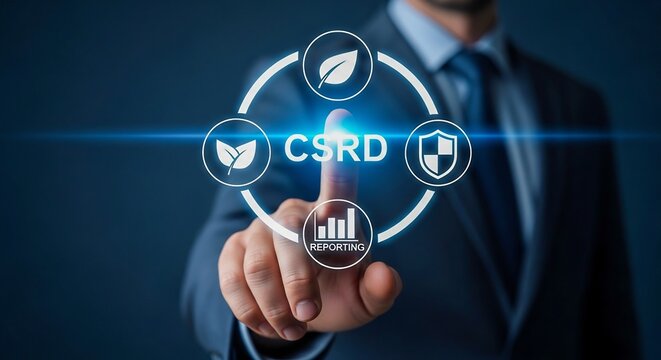 CSRD Corporate Sustainability Reporting Directive Concept with Businessman