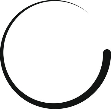 Black thin open circle outline vector icon isolated on white. Single minimal round stroke in clean hand-drawn style. Suits logo design, zen meditation, and brushstroke art concept materials.

