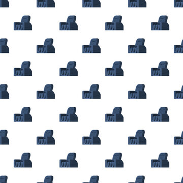 Repeating blue armless massage chair icons creating a seamless background