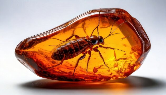 Ancient Insect Preserved in Amber - A Glimpse into Prehistoric Life.