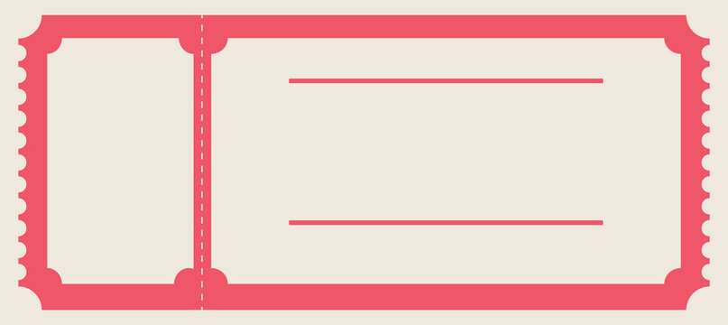 Blank vintage ticket stub with perforated line, vector illustration of a retro admission coupon template