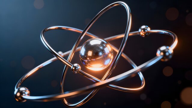 Atomic model with orbiting electrons