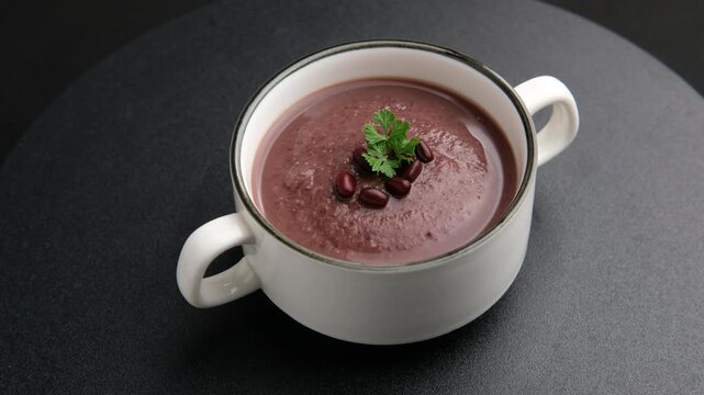 Azuki beans soup,Healthy red bean soup in white bowl,great source of nutrients and protein.