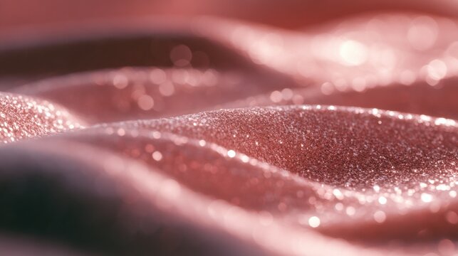 Warm rose gold gradient surface features subtle shimmer and tiny bokeh circles, creating a perfect backdrop for luxury maternity designs.