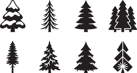 Obraz premium Forest Conifer Tree Icons Collection Pack
