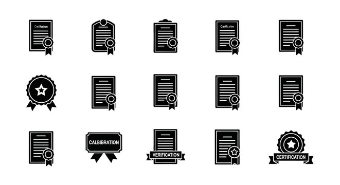 Certification Icons: Diploma, Certificate, Award Badge, Seal of Approval