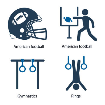 Vector of various sports equipment and activities in a modern style