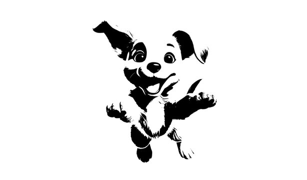 Happy Jumping Brown Puppy Cartoon Character Vector with Wagging Tail