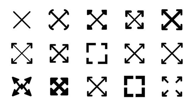 Expand and Resize Icons Set - Arrows and Corners Symbols
