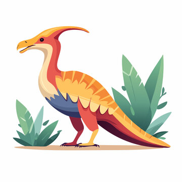 Cartoon Parasaurolophus Dinosaur with Crest