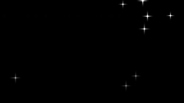 White star sparkles and lens flare glints overlay on transparent background.