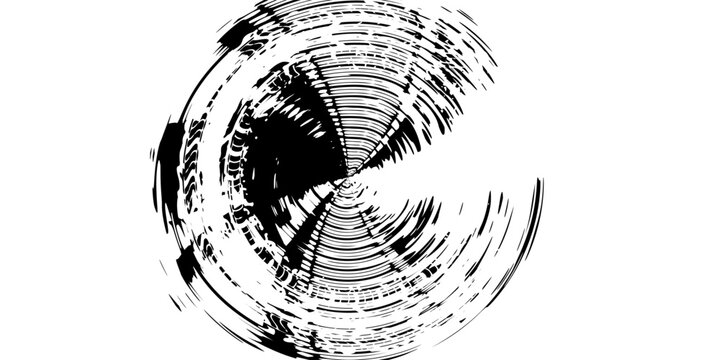 Black tire marks on road, Black rubber tire marks and tread marks, Tire trace track wheels texture and background, Auto tire tread grunge, Car wheel tyre tread track black tyre print, Top view.