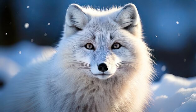 Captivating Arctic Fox Portrait in Winter Wonderland with Snowfall.