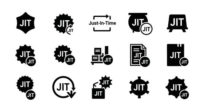 Just-In-Time Manufacturing Icons: JIT Logistics and Supply Chain Symbols