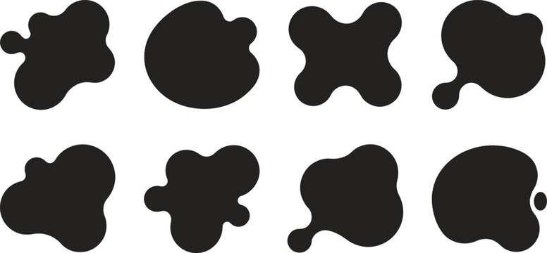 Abstract black blob and liquid fluid organic shapes silhouette vector icon set for modern graphic design elements isolated