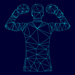 Obraz premium Boxer low poly triangulation triangulated polygonal electric cyan blue vibrant aqua neon color vector illustration image outline contour line