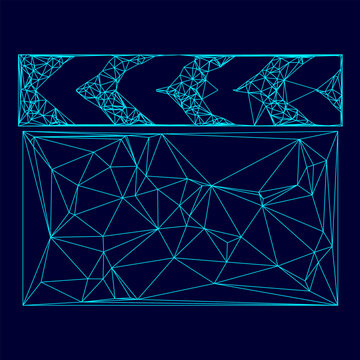 Cinema clapper low poly triangulation triangulated polygonal electric cyan blue vibrant aqua neon color vector illustration image outline contour line