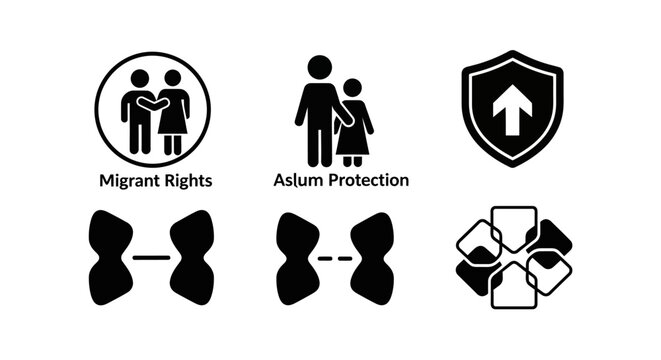 Refugee Rights and Protection Icons: Migration, Asylum, Security, Community