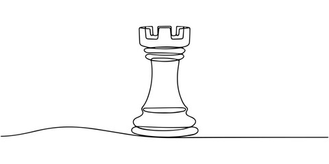 Black bishop versus white one line drawing vector illustration chess game concept minimalist design, ivory chess king continuous one line drawing, one continuous line drawing of the king of chess © line draw