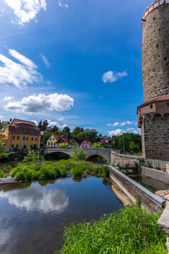 Blick auf die Spree in der Innenstadt von Bautzen