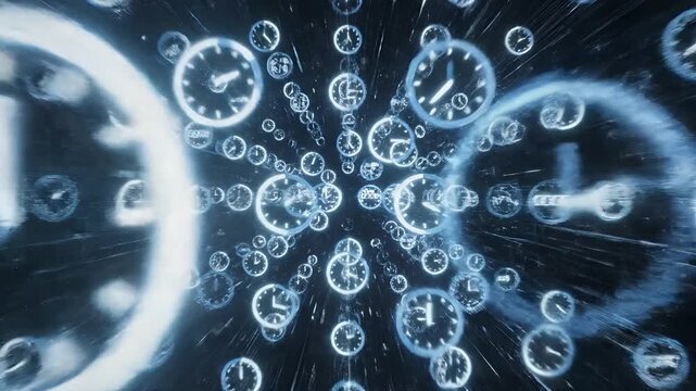 Abstract concept of time travel and temporal distortion visualized.