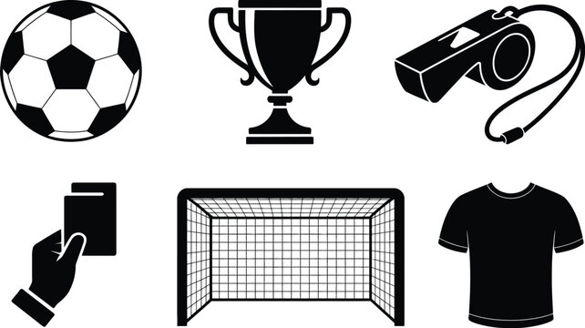 Soccer football ball icon vector illustration showing sport game competition trophy design and symbol of goal and victory